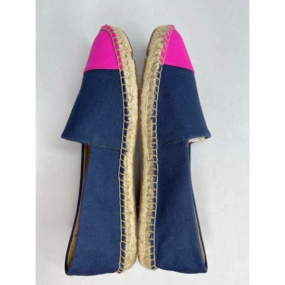 J. Crew Color block Canvas Cap Toe Slip-On Espadrilles Size 8.5 New Navy/Pink - Picture 7 of 8